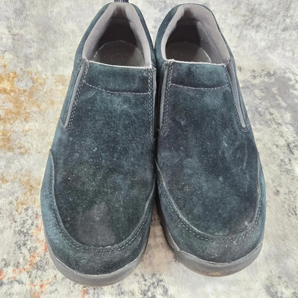 Duluth Trading Company Wild Boar Pig Suede Moc Shoes Mens 8.5 Wide Black Casual